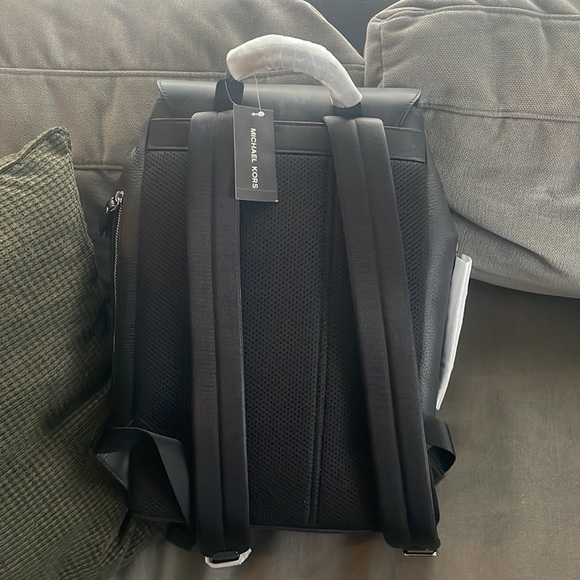 Michael Kors black leather backpack. - Picture 3 of 5